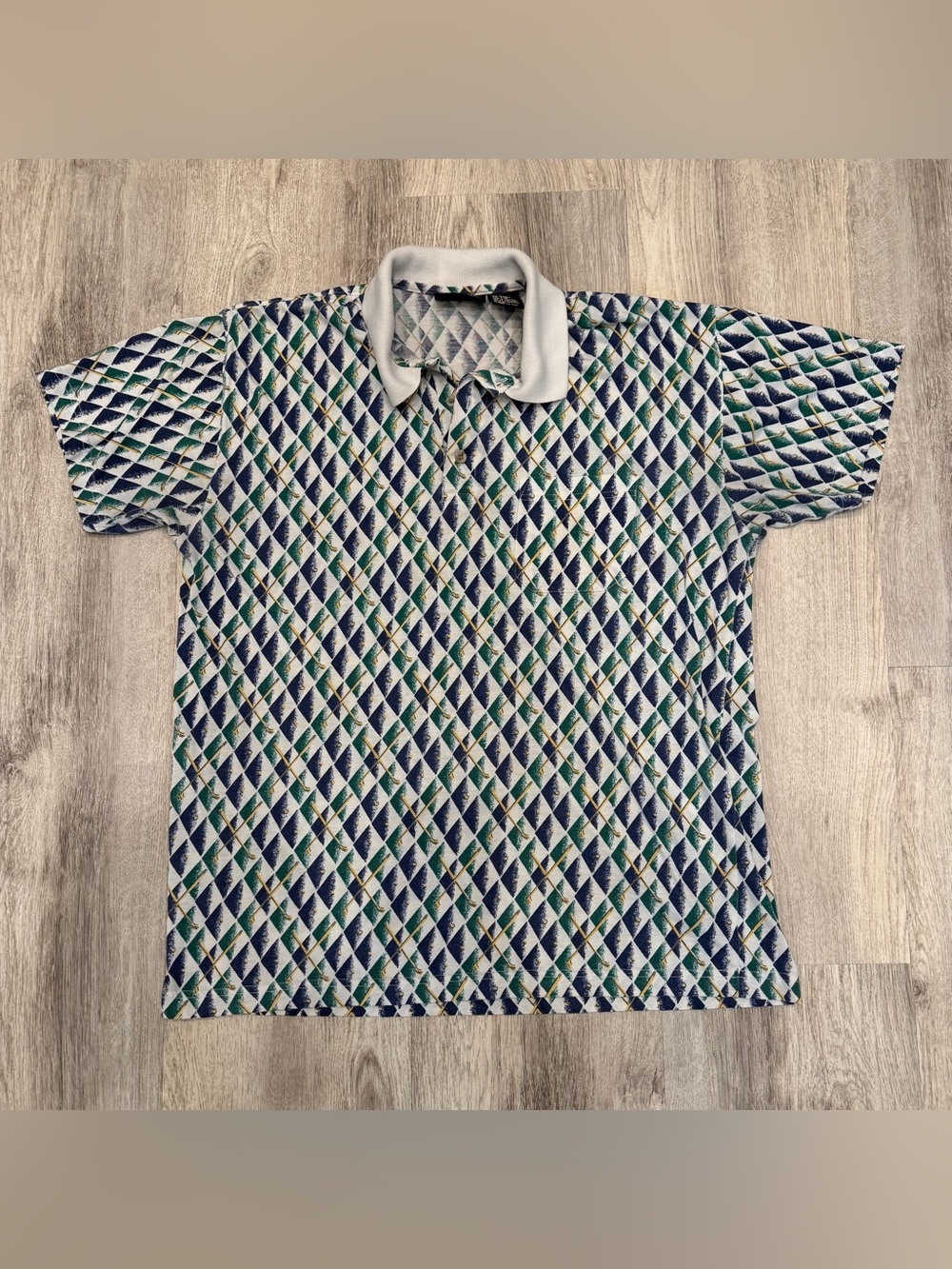 Vintage Jantzen Classics Golf Print Polo Shirt Size Large Retro Golfcore